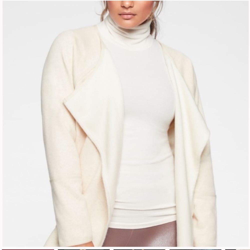 Athleta Ivory Open-Front Draped Cardigan